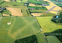 Modern aerial view of Seething showing crop marks where the old WWII runways once stood